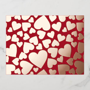 Foil Hearts Valentine  Holiday Postcard