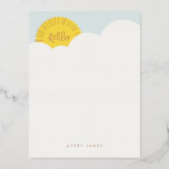 Foil Hello Sunshine Kid's Stationery Note Card by AmberBarkley at Zazzle