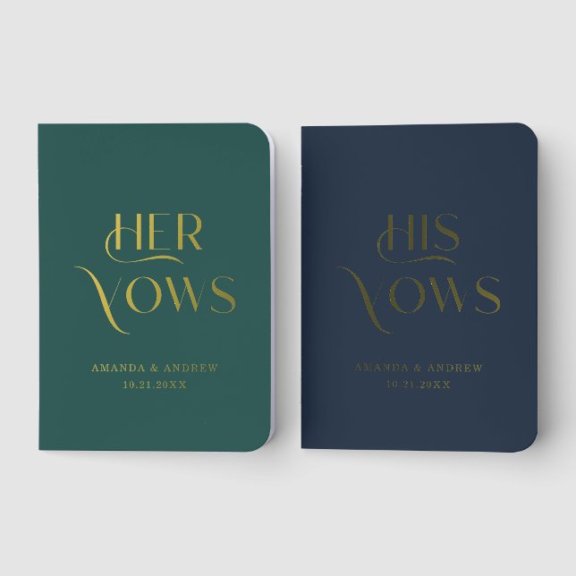 Foil His and Hers Wedding Ceremony Vow Books (Front)