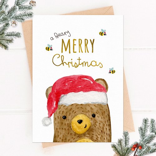 Foil Holiday Card a beary Merry Christmas