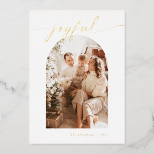 Foil Holiday Card Joyful Photo Christmas Card