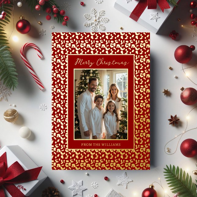 Foil Holiday Editable Christmas Card Template Red (Creator Uploaded)