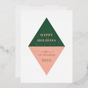 Foil Holiday Geometric Christmas Card - Green