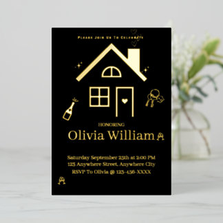 Foil Housewarming Party Invitation Card