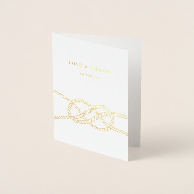 Foil Illustrated Knot Nautical Thank You Card (Front)