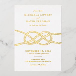 Foil Illustrated Knot Nautical Wedding Invitation