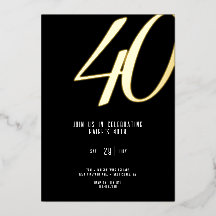 Foil Invitation 40th Birthday Customizable