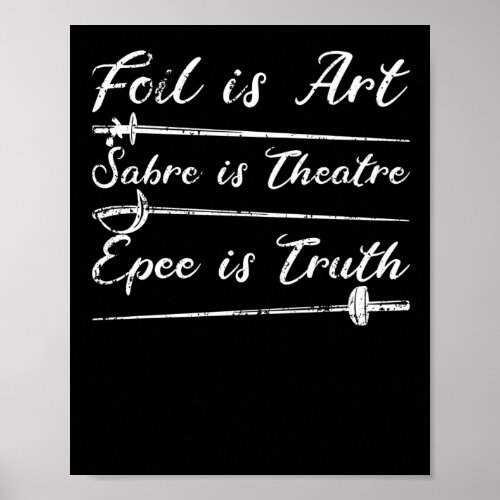 Foil Is Art Sabre Is Theatre Epee Is Truth Fencing Poster