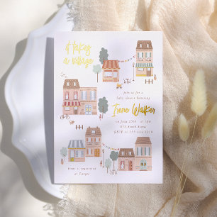 Foil It Takes A Village Gender Neutral Baby Shower Invitation