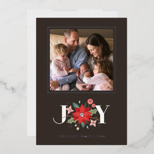 Foil Joy Flourish Holiday Photo Card - Brown