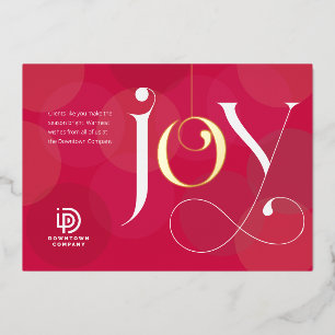 Foil Joy Ornament Business Holiday Card
