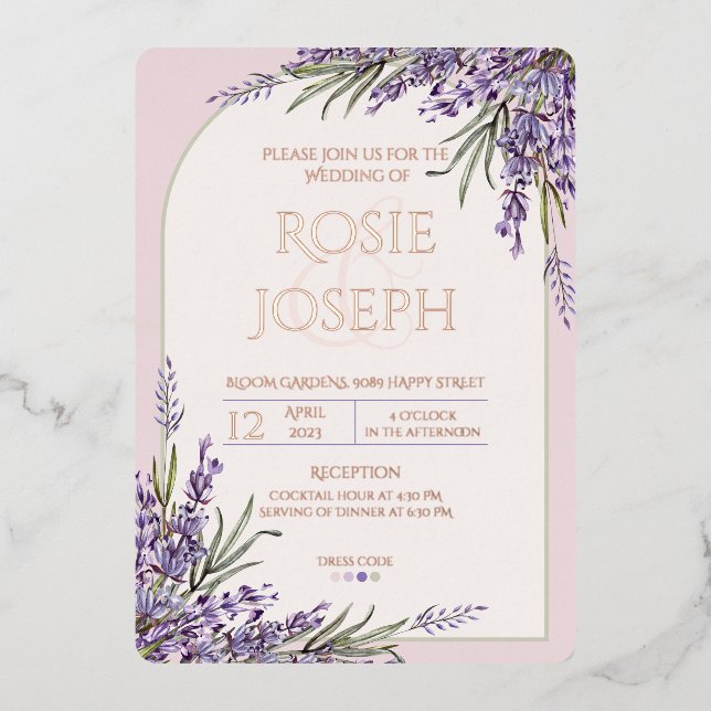 Foil Lavender Wedding Invitation Foil Invitation (Front)
