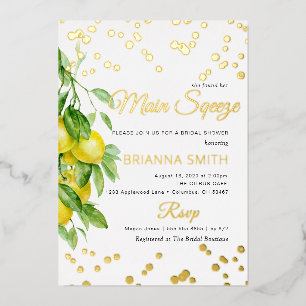 Foil Lemon Bridal Shower Foil Invitation