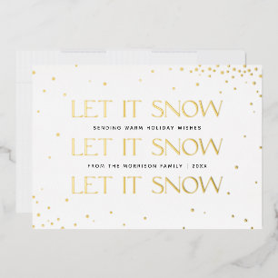 Foil Let it Snow Holiday Photo Card - White