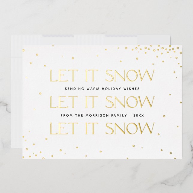 Foil Let it Snow Holiday Photo Card - White (Envelope)