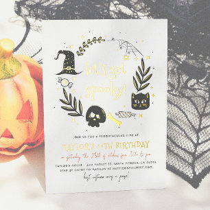 Foil Let's Get Spooky Halloween Birthday Party Foil Invitation