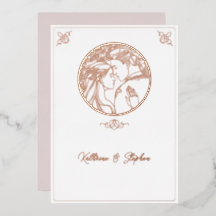 Foil Line Couple Wedding Invitation