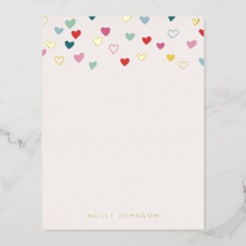 Foil Little Hearts Stationery Note Card - Blue by AmberBarkley at Zazzle