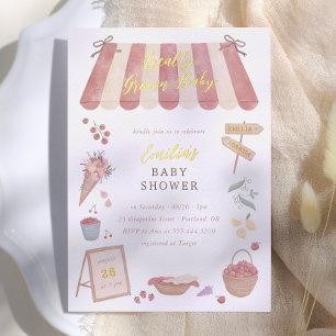 Foil Locally Grown Baby Farmers Market Baby Shower Invitation