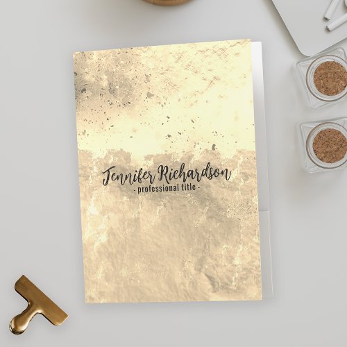 Foil Look Gold Metallic Chic Stylish Calligraphy  Pocket Folder