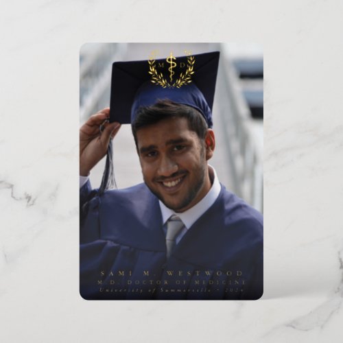 Foil MD Asclepius Graduation Photo Announcement