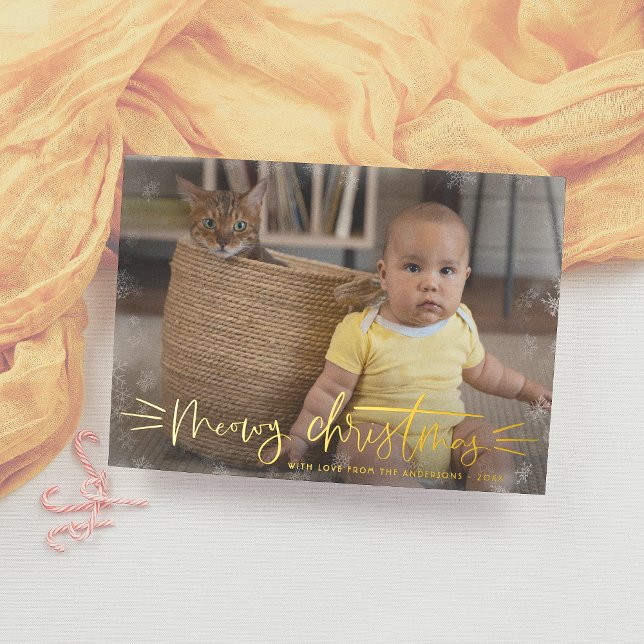 Foil Meowy Christmas Cat Christmas Holiday Photo (Creator Uploaded)