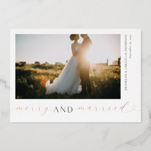 Foil Merry and Married Holiday Photo Card