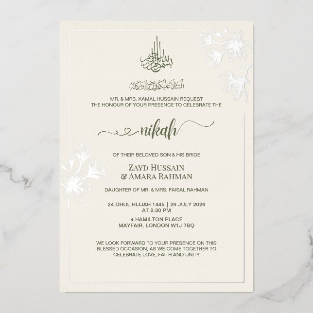 Foil Minimal Elegance Wedding Invitation  (Front)
