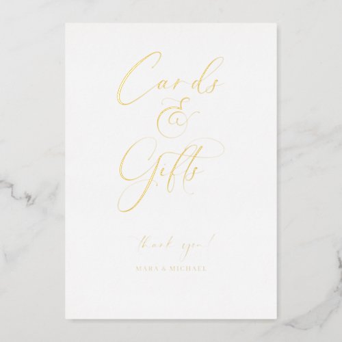 Foil Minimal Script Wedding Gift Table Sign R100 Foil Holiday Card