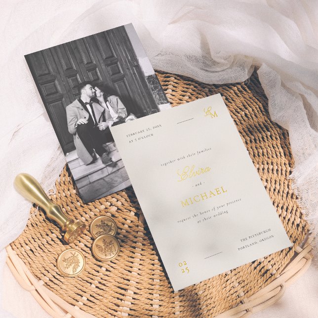 Foil Minimalist Editorial Photo Wedding Invitation (Creator Uploaded)