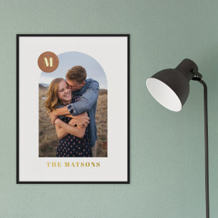 Foil Modern Monogram Arch Frame Photo Art Print