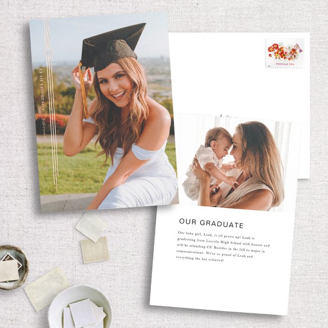 Foil Modern Tassel Photo Graduation Announcement (Creator Uploaded)