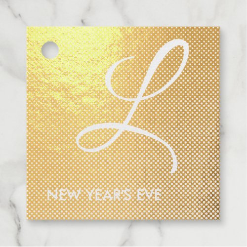 Foil Monogram New Years Eve Party Tag