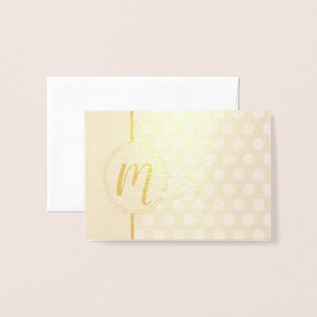 Foil Monogram  Polka Dot Design Notes Foil Card (Front With Envelope)