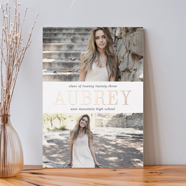 Foil Name | Two Photo Graduation Announcement (Creator Uploaded)