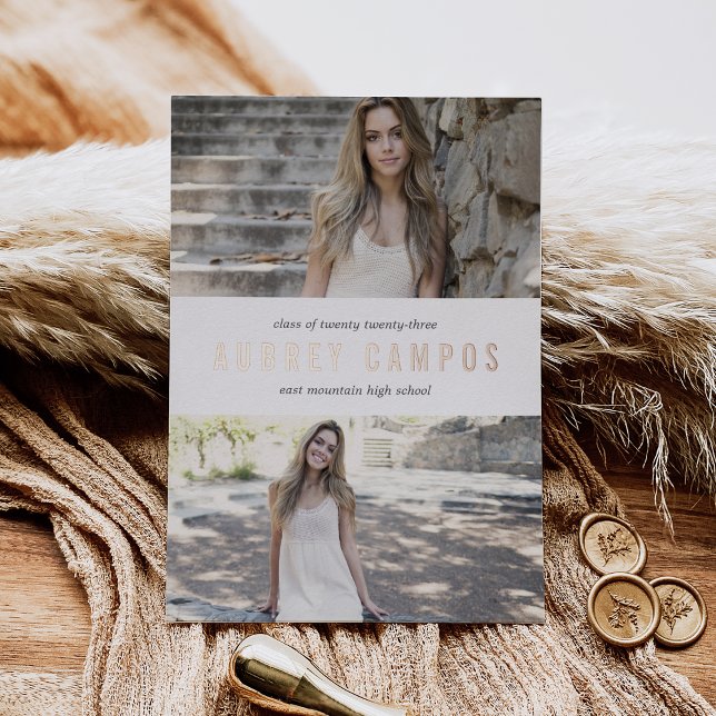 Foil Name | Two Photo Graduation Announcement (Creator Uploaded)
