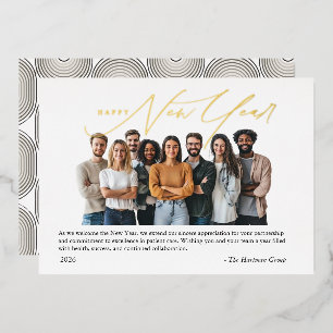 Foil New Year Greetings Photo with Art Deco  Foil Invitation