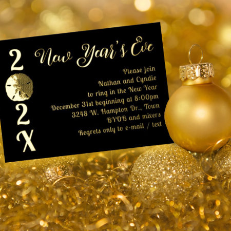 Foil New Years Eve Party Sand Dollar Invitation Foil Invitation