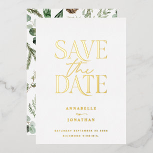 foil non photo elegant botanical save the date foil invitation