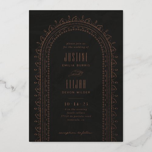 Foil Ornate Arch Wedding Invitation _ Black Foil Invitation