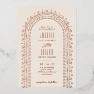 Foil Ornate Arch Wedding Invitation - Ivory Foil Invitation