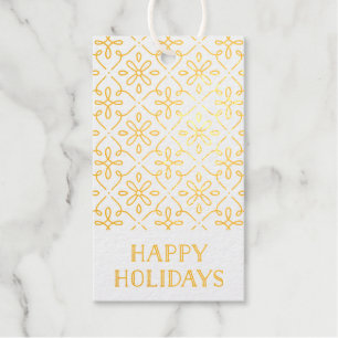 Foil Ornate Frame Happy Holidays Gift Tag