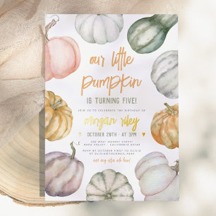 Foil Our Little Pumpkin Boho Fall Birthday Party Invitation