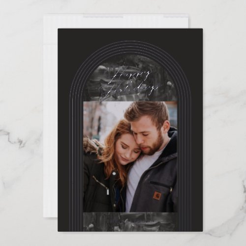 Foil Painted Arch Holiday Photo Card _ Black