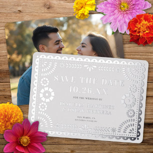 Foil Papel Picado Photo Wedding Save The Date Card