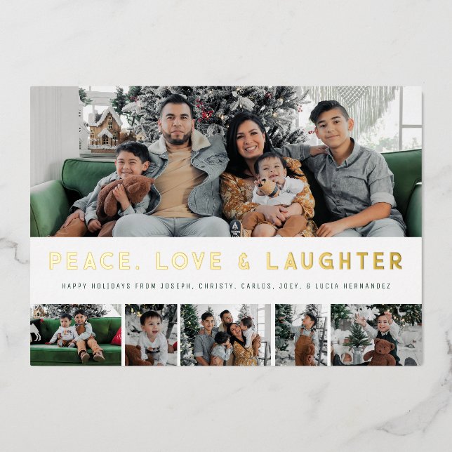 Foil Peace, Love & Laughter MultiPhoto Holiday (Front)
