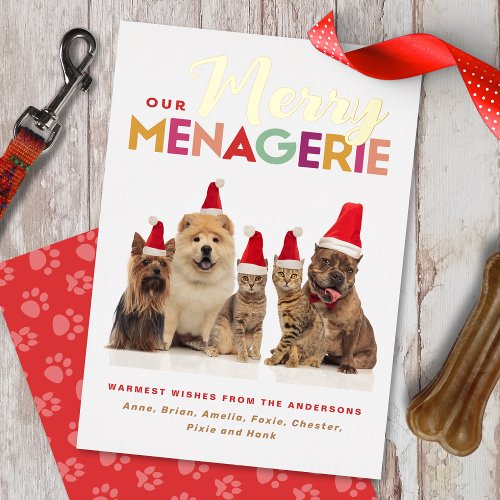 Foil Pet Holiday Christmas Card _ Merry Menagerie