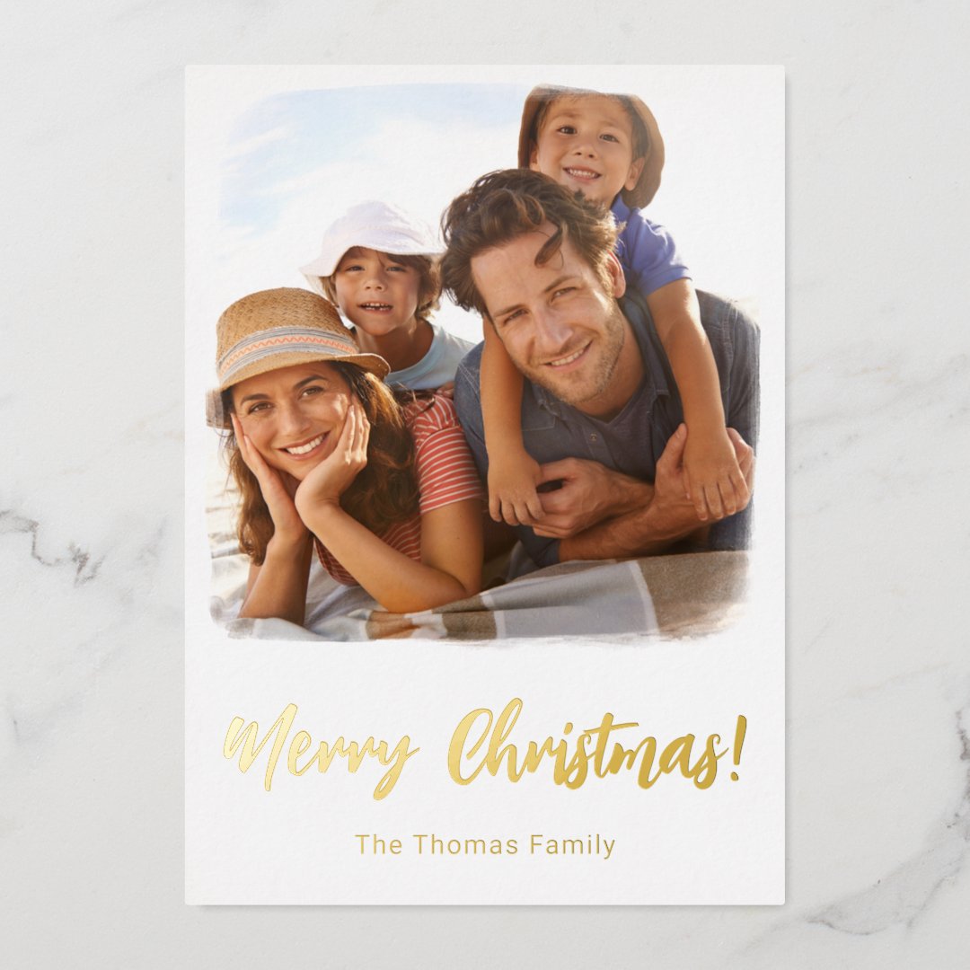 Foil Photo Christmas Card Watercolor Template