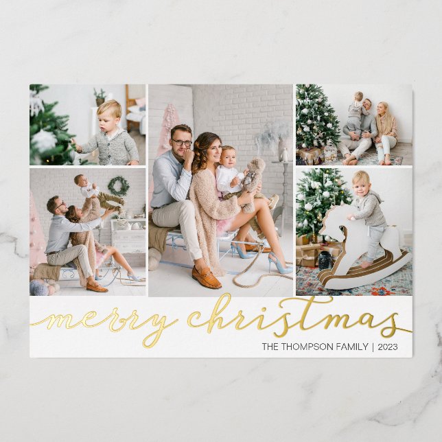 Foil Photo Christmas Card with Five Pictures (Front)