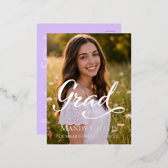 Foil Photo Graduation Announcement and Invitation (Front/Back)